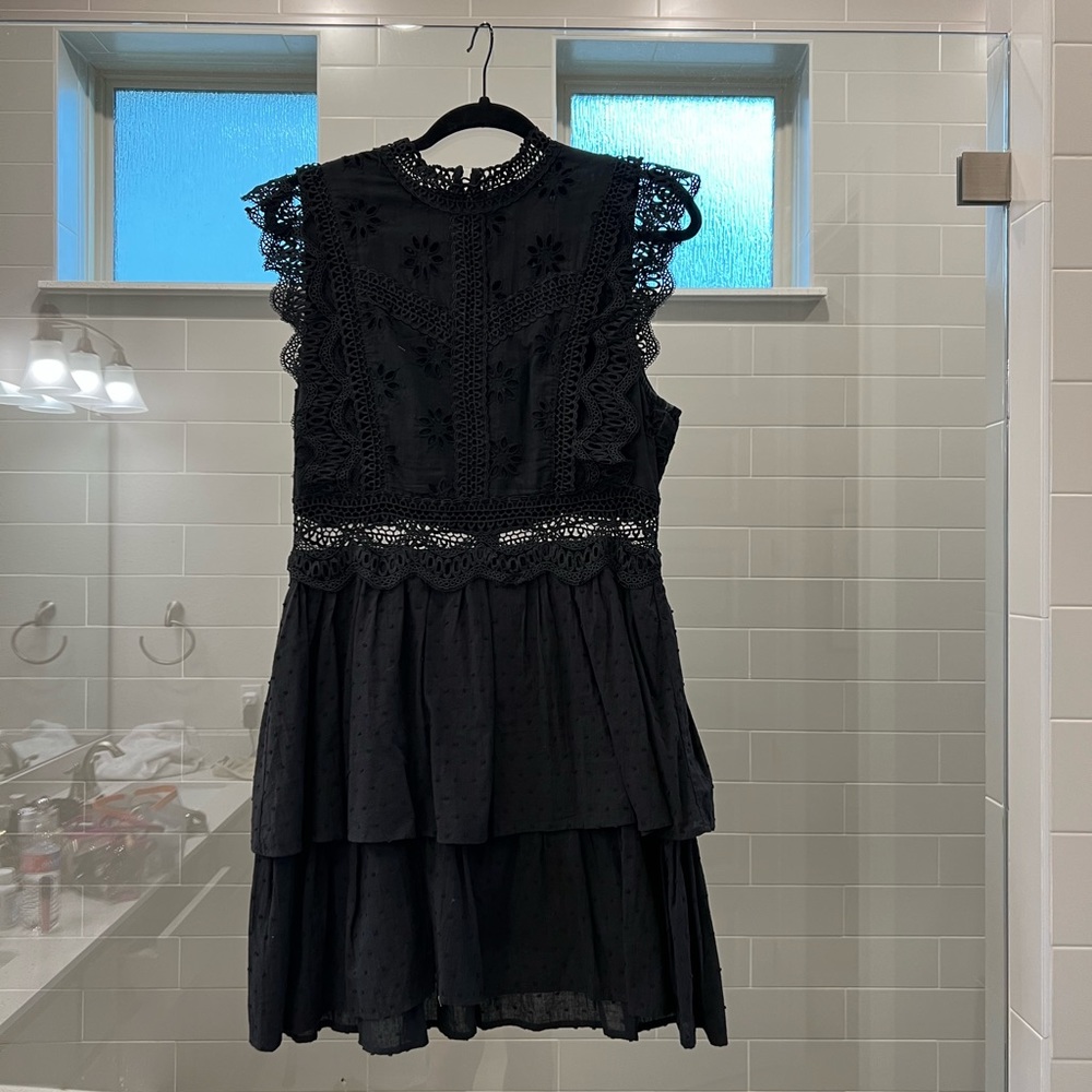 Black eyelet lace dress